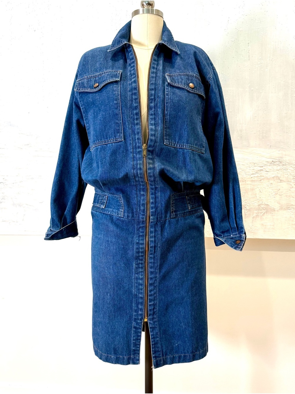 Neiman Marcus Depeche Mode. Denim Zip-Front Dress